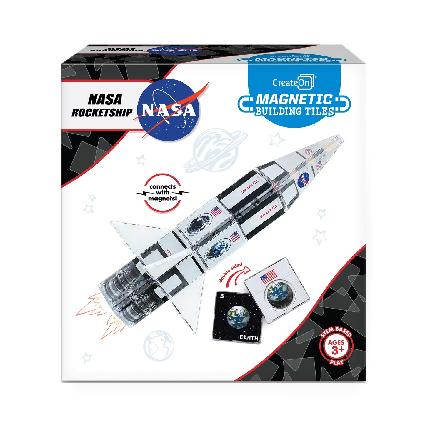 NASA Rocketship Magnetic Tile Set Building Set for Kids Magnetic Building Toys
