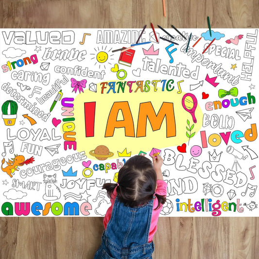 Naozinebi Positive Affirmations Coloring Poster for Kids Giant Coloring Poster