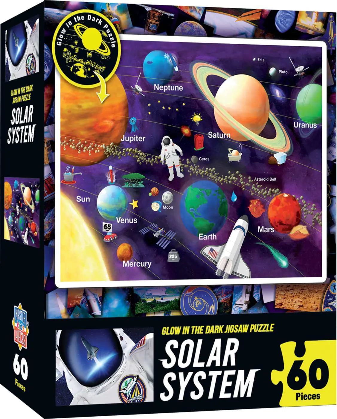 MasterPieces 60 Piece Glow in The Dark Jigsaw Puzzle for Kids Solar System