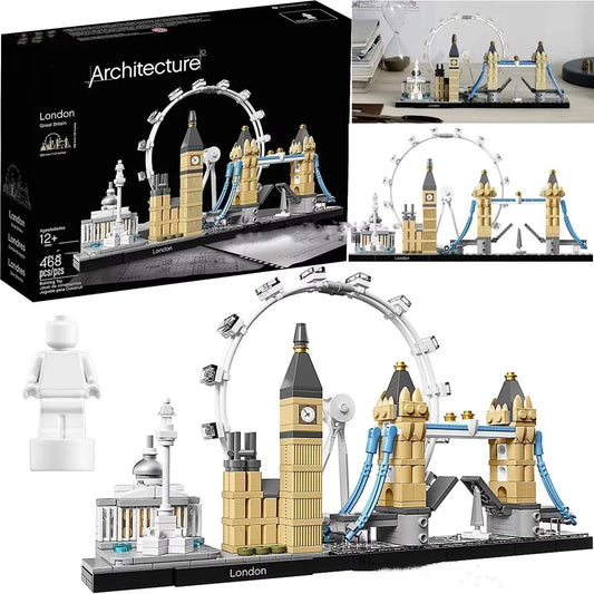 London's iconic Big Ben and Tower Bridge Model with interactive construction toy