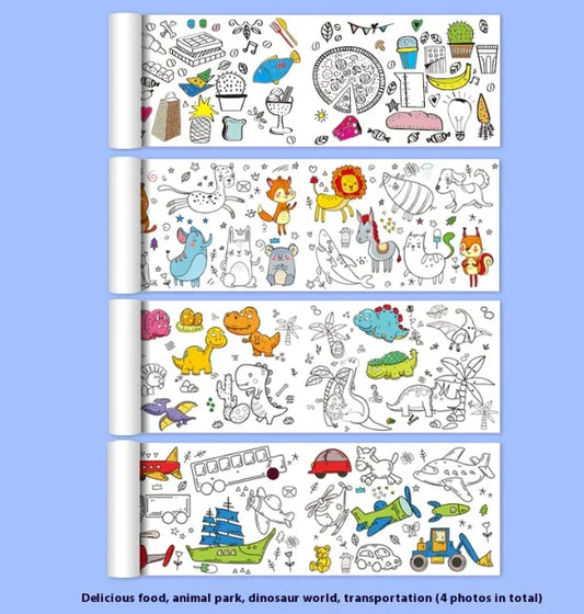 Kids Graffiti Coloring Scroll Roll for improving hand-eye coordination and imagination