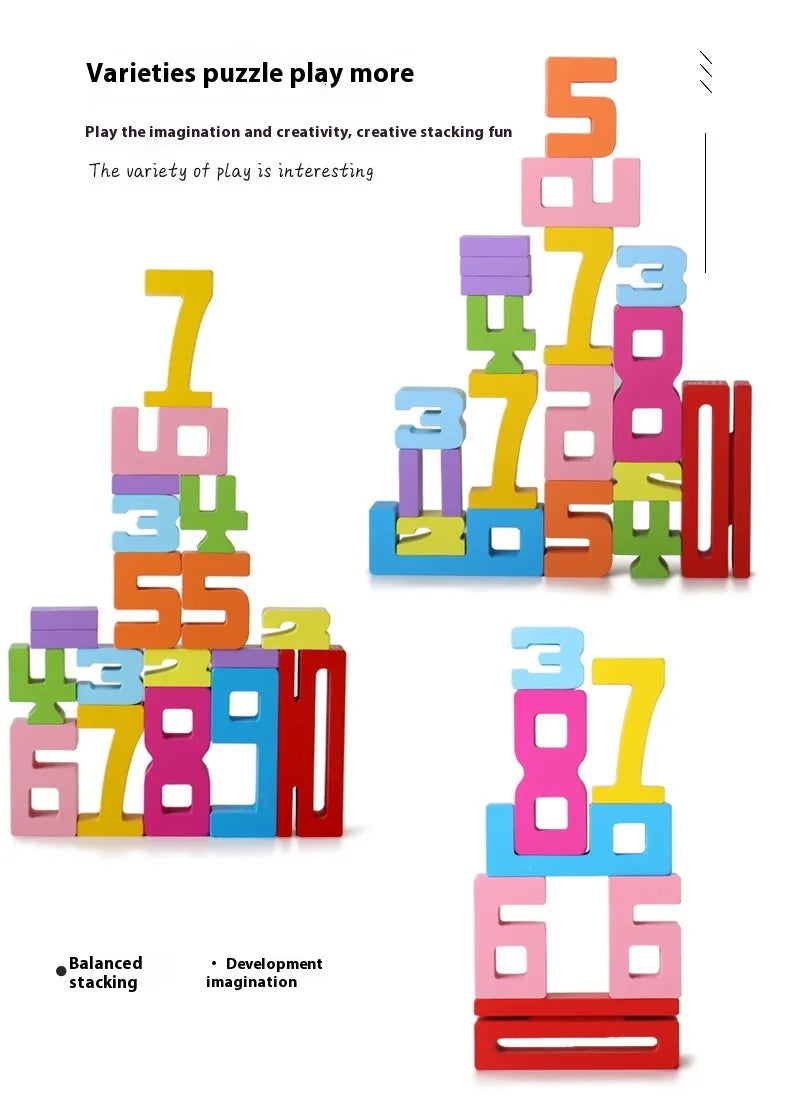 Wooden Number Blocks Set for children digital blocks for stacking number recognition