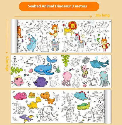 Kids Graffiti Coloring Scroll Roll for improving hand-eye coordination and imagination