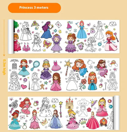 Kids Graffiti Coloring Scroll Roll for improving hand-eye coordination and imagination