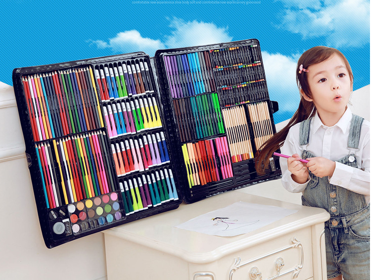 Kids' Drawing Set with Colored Pencils & Watercolors that inspire hours of artistic exploration.