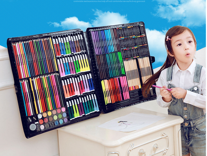 Kids' Drawing Set with Colored Pencils & Watercolors that inspire hours of artistic exploration.