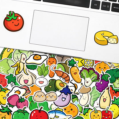 50pcs Baby Fruit and Vegetable Stickers Waterproof Vinyl Childrens Stickers