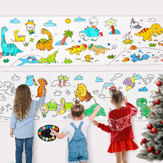 Jar Melo Dinosaur Coloring Roll for Kids -Sticky No Mess Coloring Poster for Toddlers 118×15.74 Inches Large Coloring Tablecloth Drawing Paper for Kids Easel Ideal Gifts for Home Birthday Party