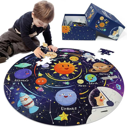 MasterPieces 60 Piece Glow in The Dark Jigsaw Puzzle for Kids Solar System