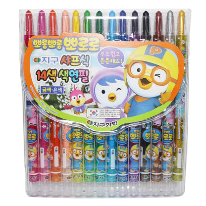 Pororo Plastic Twist Up Crayons Color Pencils for young students and designers
