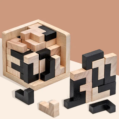 3D Wooden Cube Puzzle Toy for Brain Teaser to challenge and stimulate young minds
