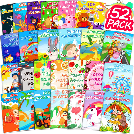 Glkuii 26Pack Coloring Books for Kids Ages 2-4-6-8-12 Small Bulk Coloring Books for Kids Kids Birthday Party Favors Gifts Classroom Activity Supplies Mini Coloring Books Includes Unicorn Dinosaur