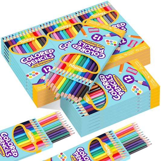 288 Count Colored Pencils Bulk 24 Packs Colored Pencils for Kids 12 Colors Pre-sharpened Coloring Pencils for Adults Bulk School Supplies for Teachers Back to School Supplies Classroom Prizes