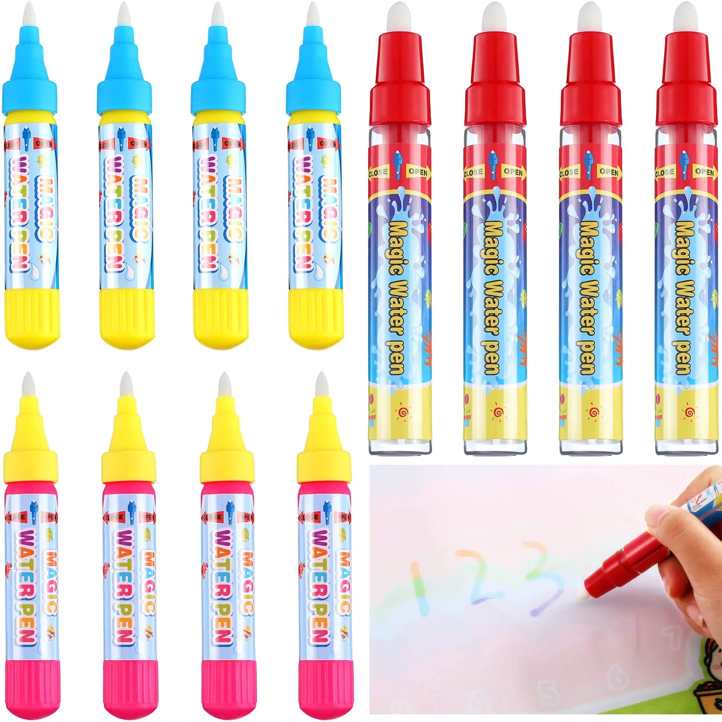 Outus 12 Pcs Water Doodle Pens Water Drawing Doodle Pens Replacement Water Markers Pens for Book Toddlers Kids Doodle Mat Water