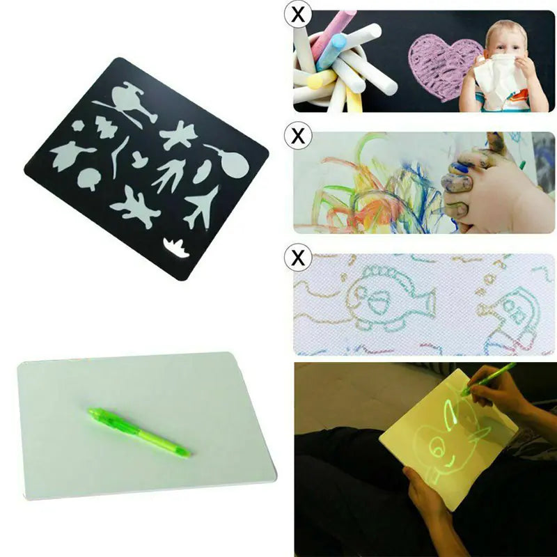 Glow-in-the-Dark Drawing and Writing Board ink that reveals itself only under flashlight
