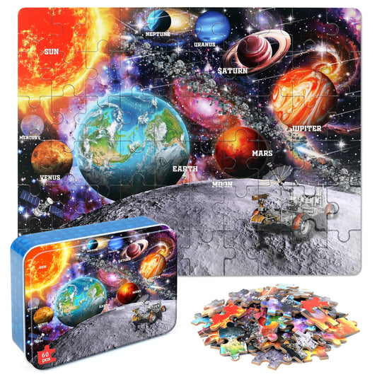 LELEMON Puzzles Space Metal Box Educational Kids Puzzles Jigsaw Puzzles
