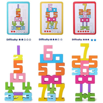 Wooden Number Blocks Set for children digital blocks for stacking number recognition