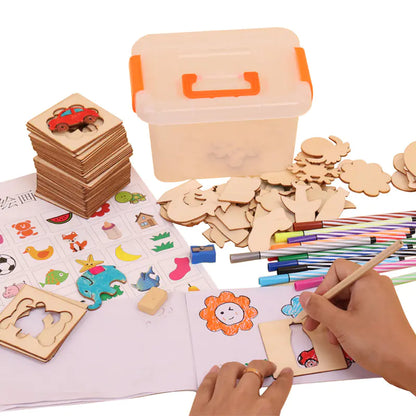 Kids’ Art Set with Templates with delightful drawing set  for young artists