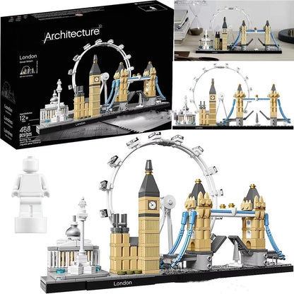 London's iconic Big Ben and Tower Bridge Model with  interactive construction toy