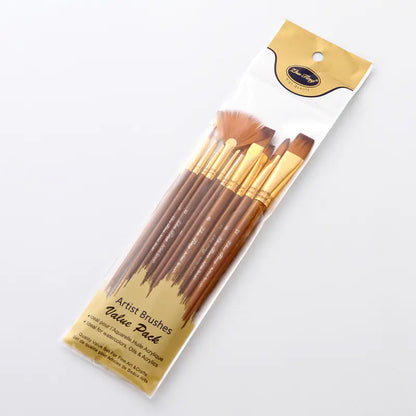 10 Nylon Hair Brushes with Fan-Shaped Watercolor Pens