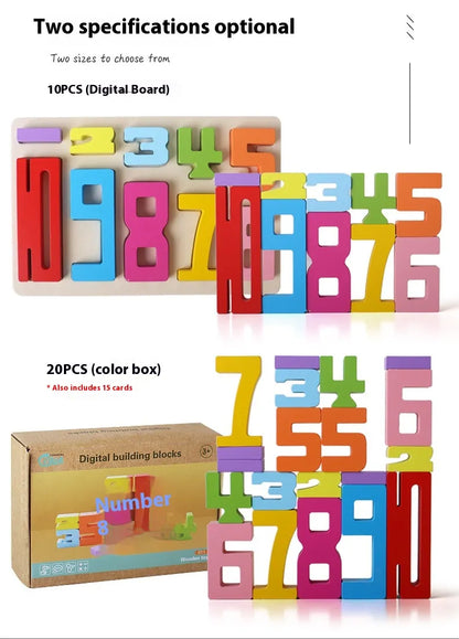Wooden Number Blocks Set for children digital blocks for stacking number recognition