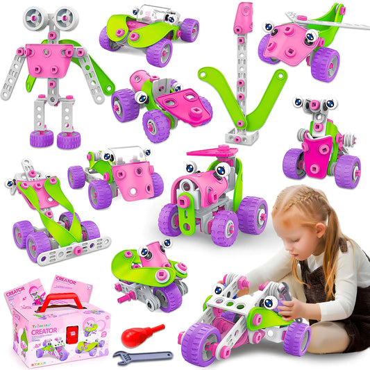 STEM Toys for 4 5 6 7 8+ Year Old Girl Birthday Gifts Pink Educational Building Toys