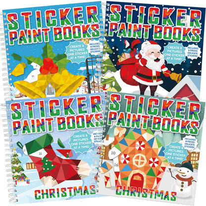 Christmas Paint Sticker Books Puzzle Craft Art Toddlers Snowman Santa Claus Xmas Tree