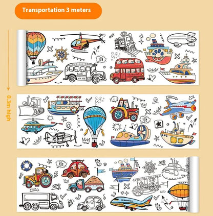 Kids Graffiti Coloring Scroll Roll for improving hand-eye coordination and imagination