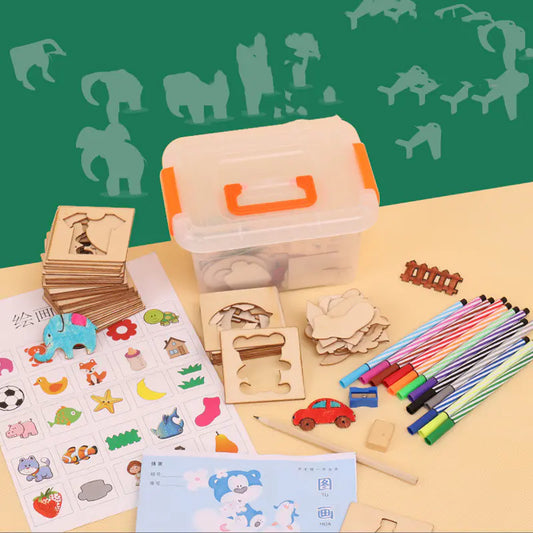 Kids’ Art Set with Templates with delightful drawing set  for young artists