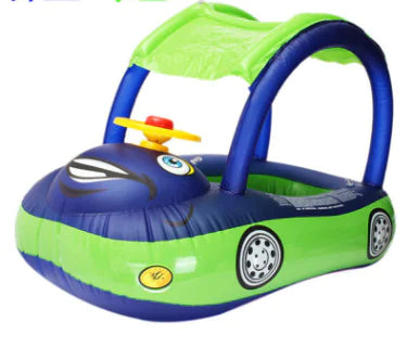 Inflatable Kids Swim Float with Car Canopy for Children's Inflatable Swimming Ring