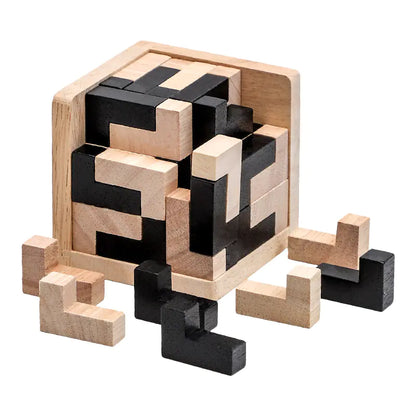 3D Wooden Cube Puzzle Toy for Brain Teaser to challenge and stimulate young minds