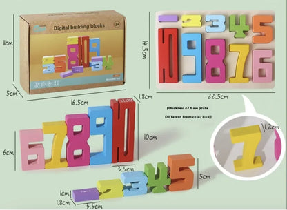 Wooden Number Blocks Set for children digital blocks for stacking number recognition
