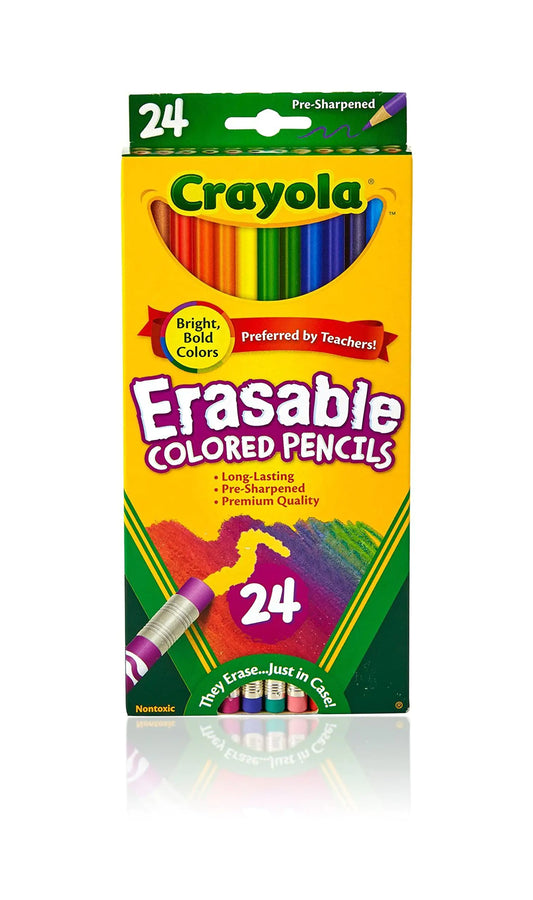 Crayola Erasable Colored Pencils (24ct) Kids Coloring Pencils for Coloring Books Arts & Crafts Stocking Stuffers for Kids 6+