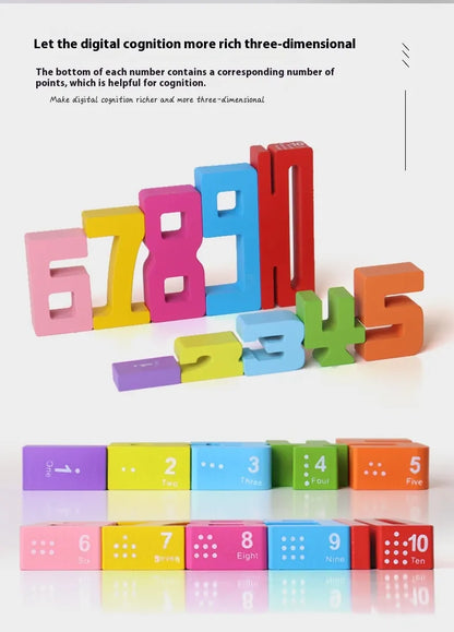 Wooden Number Blocks Set for children digital blocks for stacking number recognition