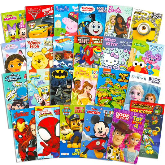 24 Pack Small Coloring Books for Kids Ages 4-8 2-4 - Bulk Coloring Bundle Classroom Rewards Prizes PreK Kindergarten Party Favors with Disney Nick More | Mini Activity Books for Boys Girls