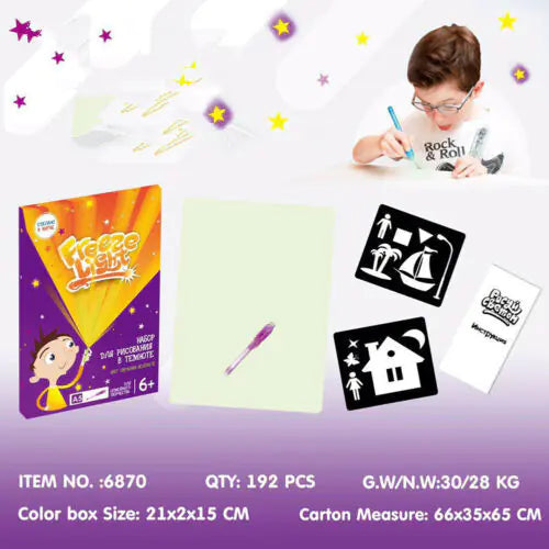 Glow-in-the-Dark Drawing and Writing Board ink that reveals itself only under flashlight