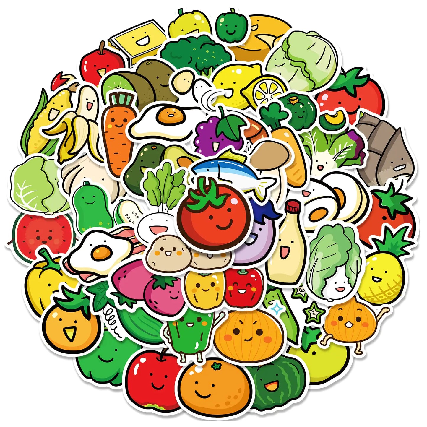 50pcs Baby Fruit and Vegetable Stickers Waterproof Vinyl Childrens Stickers Laptop Phone Childrens Stickers…