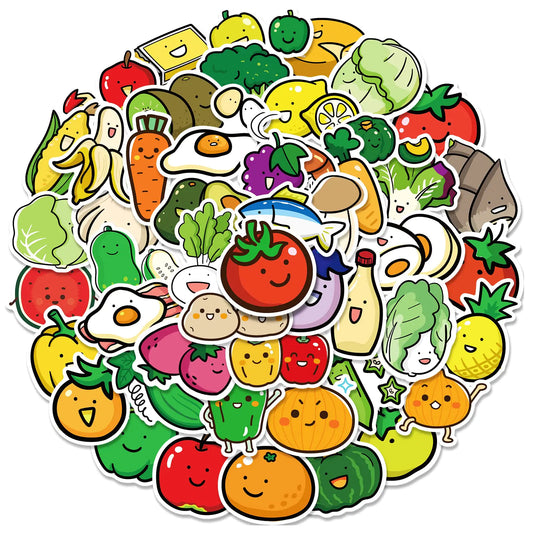 50pcs Baby Fruit and Vegetable Stickers Waterproof Vinyl Childrens Stickers Laptop Phone Childrens Stickers…