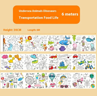 Kids Graffiti Coloring Scroll Roll for improving hand-eye coordination and imagination