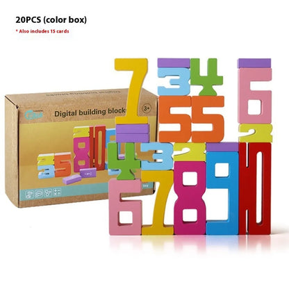 Wooden Number Blocks Set for children digital blocks for stacking number recognition