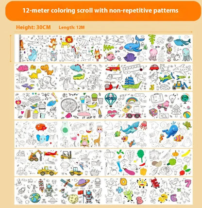 Kids Graffiti Coloring Scroll Roll for improving hand-eye coordination and imagination