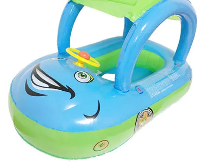 Inflatable Kids Swim Float with Car Canopy for Children's Inflatable Swimming Ring