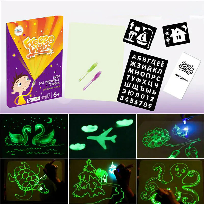Glow-in-the-Dark Drawing and Writing Board ink that reveals itself only under flashlight