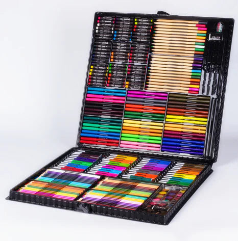 Kids' Drawing Set with Colored Pencils and Watercolors